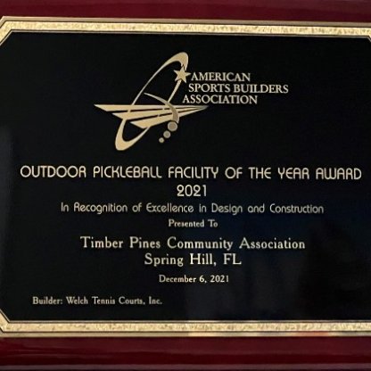 2021 Outdoor Pickleball Facility of the Year Award
